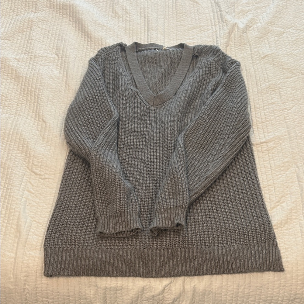 Gray V-Neck Women's Sweater